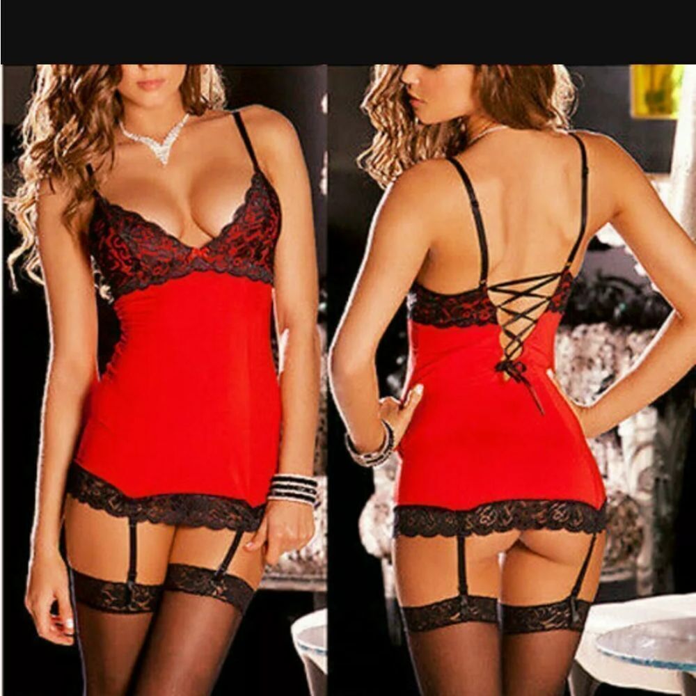 Sexy-Lingerie-Mini-Dress-Babydoll-Women's-Nightwea  